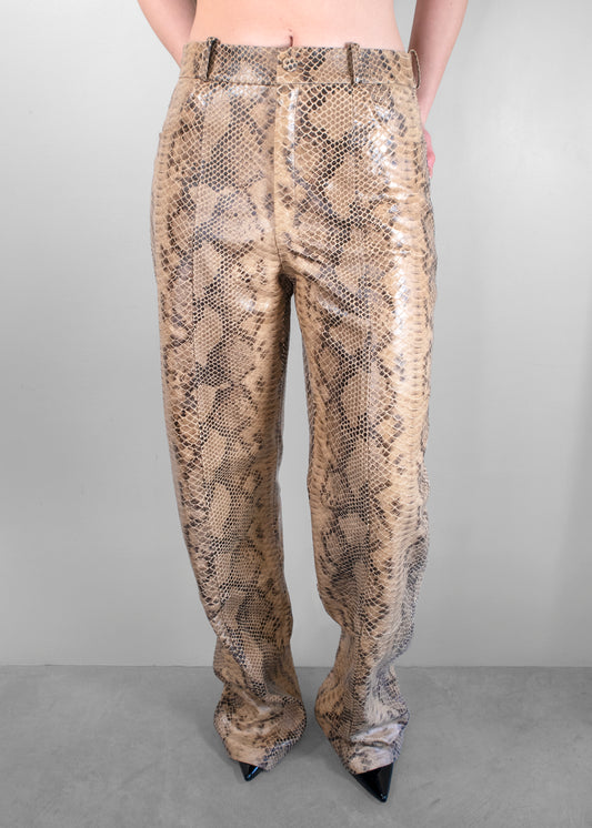 Zeynep Arcay Loose Snakeprint Leather Pants