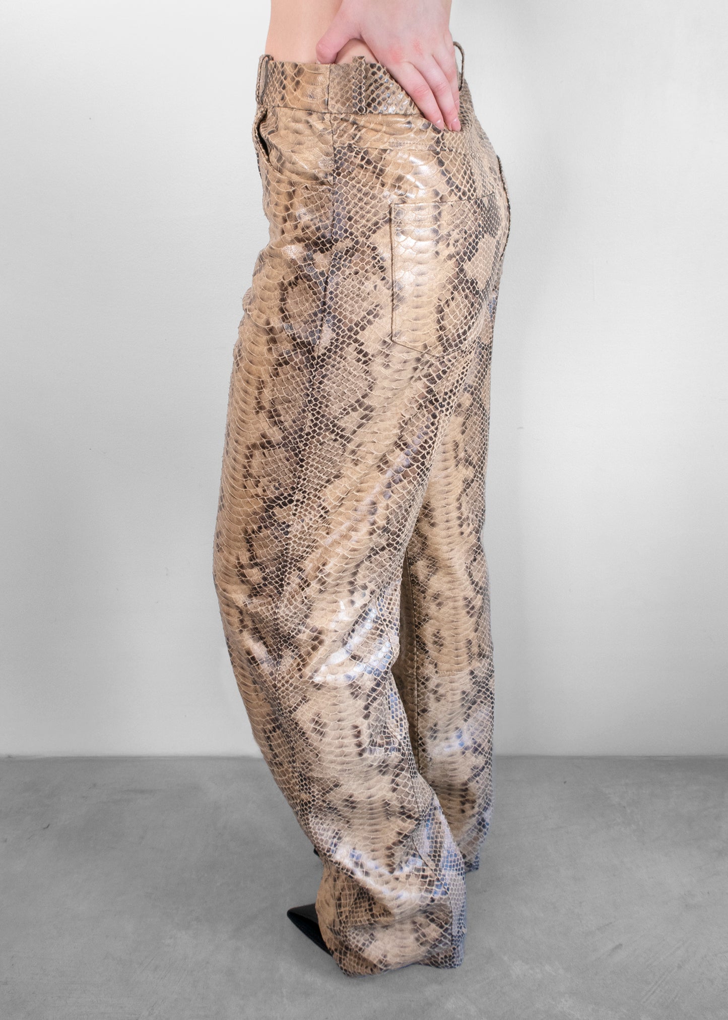 Zeynep Arcay Loose Snakeprint Leather Pants