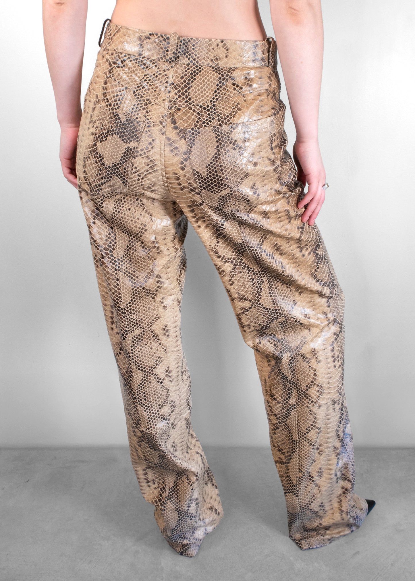 Zeynep Arcay Loose Snakeprint Leather Pants