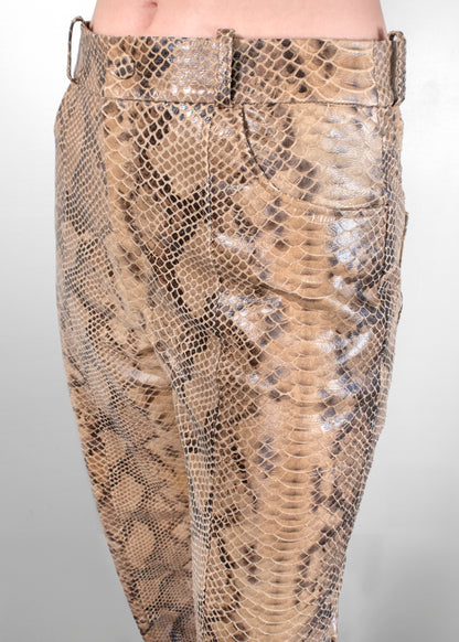 Zeynep Arcay Loose Snakeprint Leather Pants