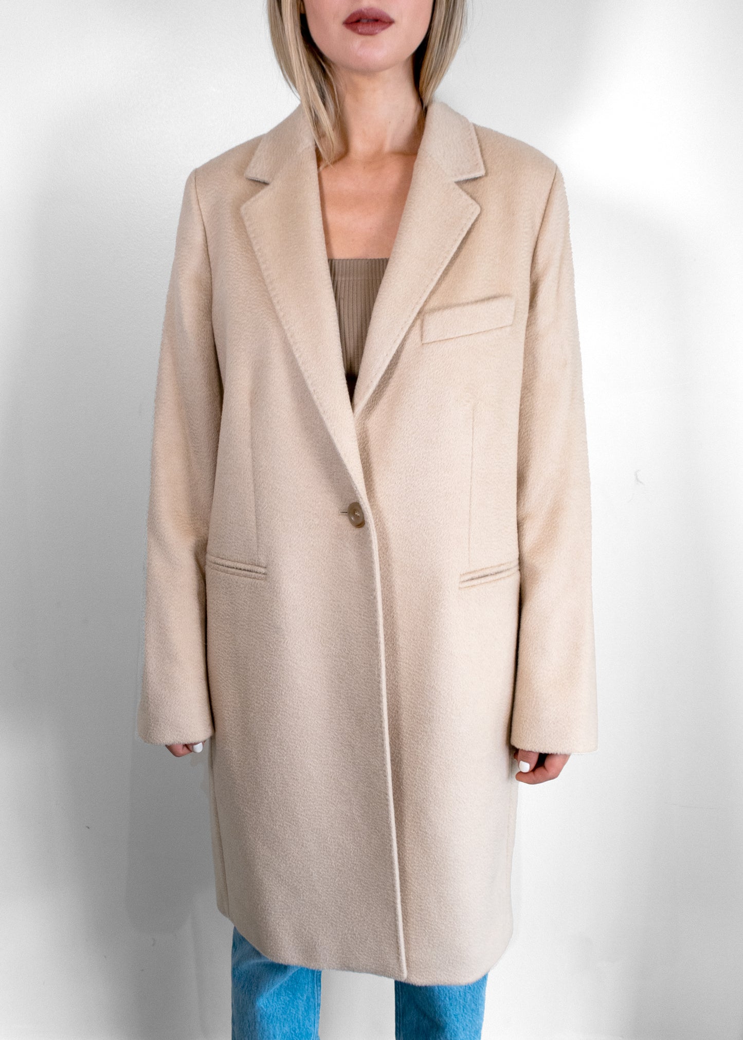 Max Mara Beige Camel Hair Single-Breasted Coat