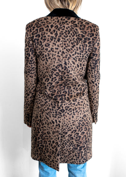 Saint Laurent Leopard Print Single-Breasted Coat