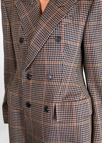 Balenciaga Hourglass Houndstooth Double-breasted Blazer