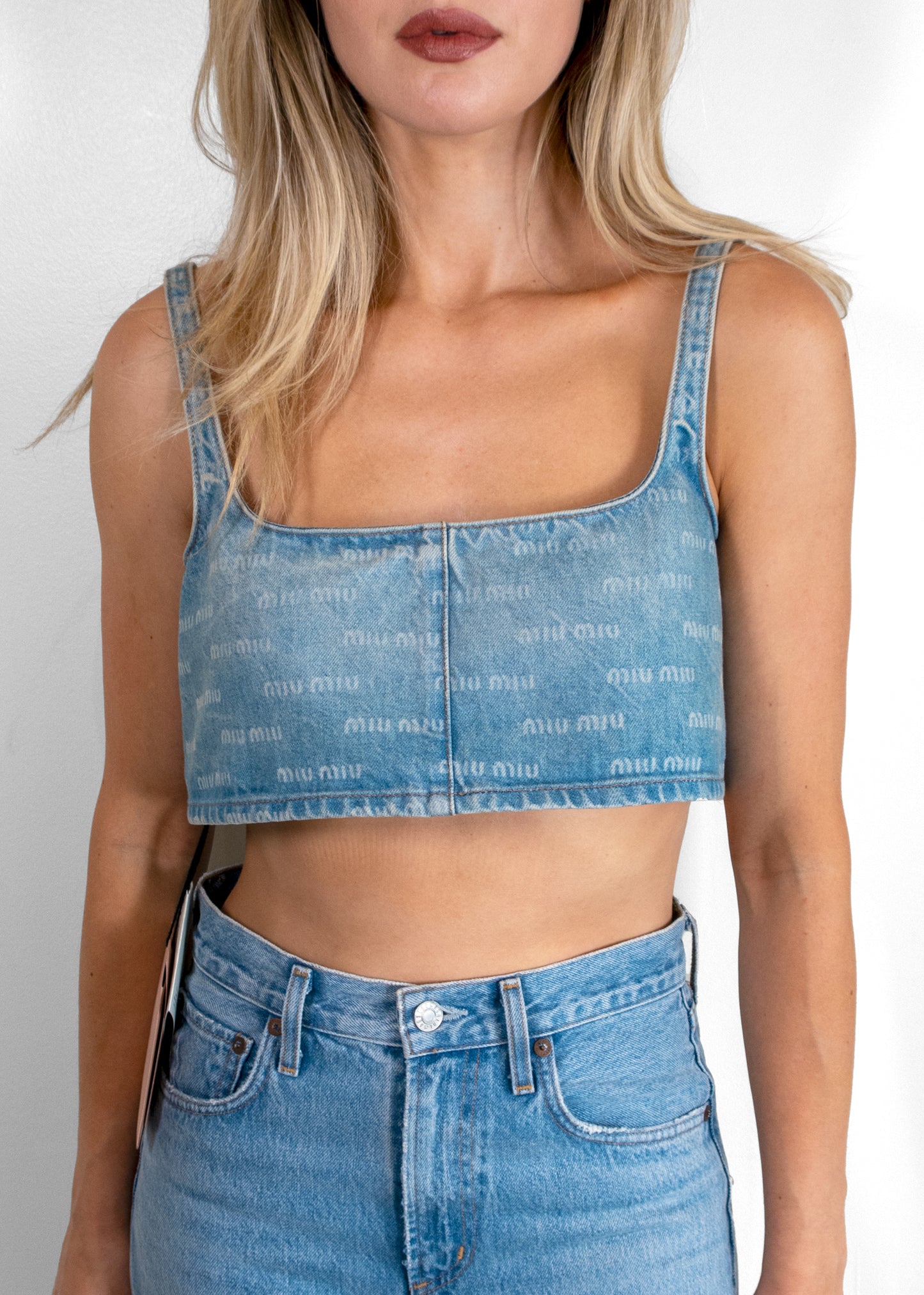 Miu Miu Sleeveless Demim Cropped Top