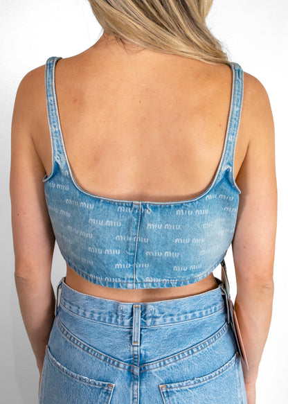 Miu Miu Sleeveless Demim Cropped Top