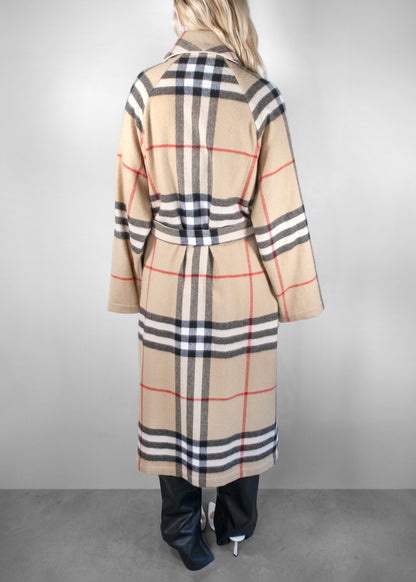 Burberry Vintage Check-Pattern Belted Cashmere Robe