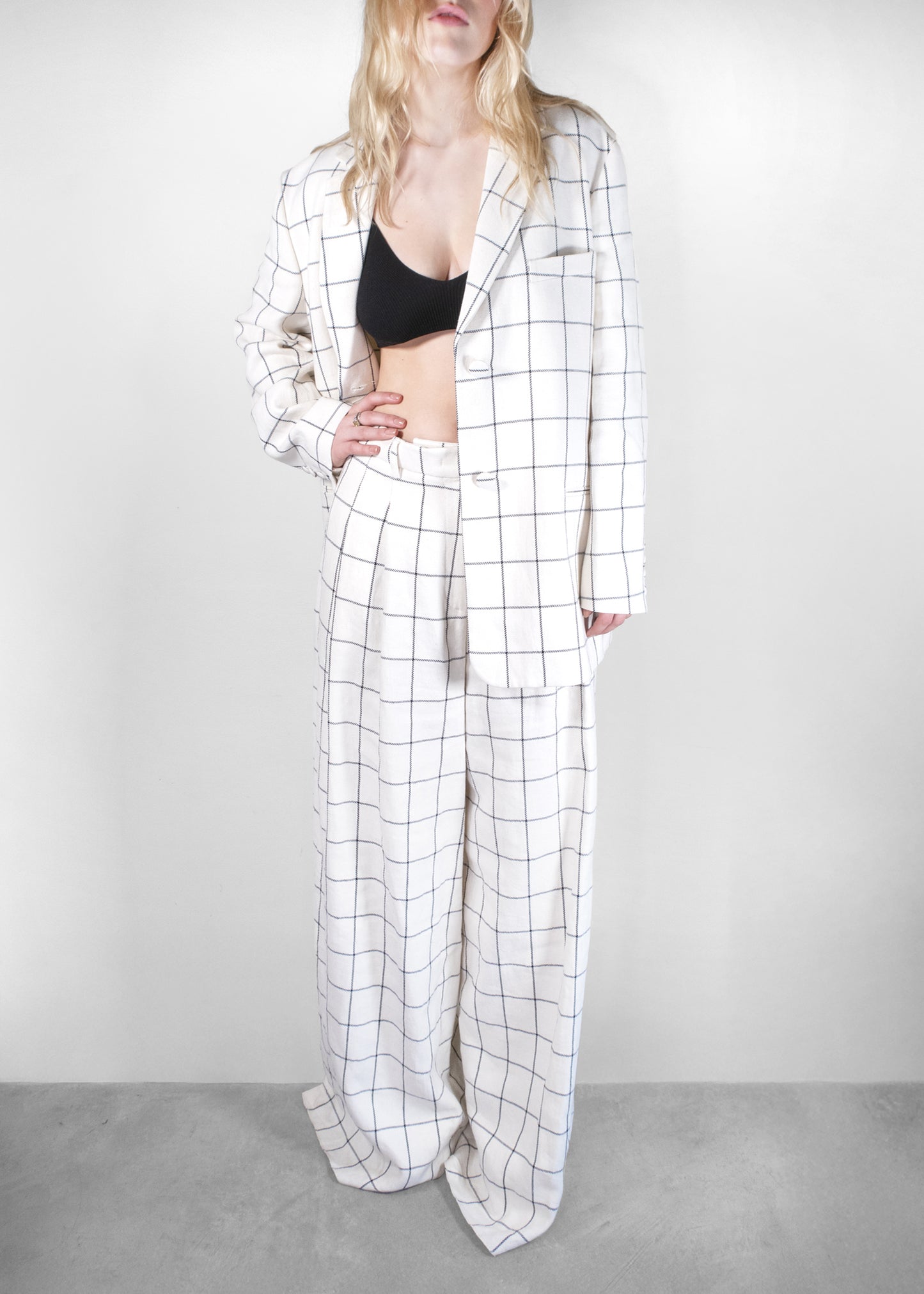 Rochas Macro Check Canvas Over Jacket Set