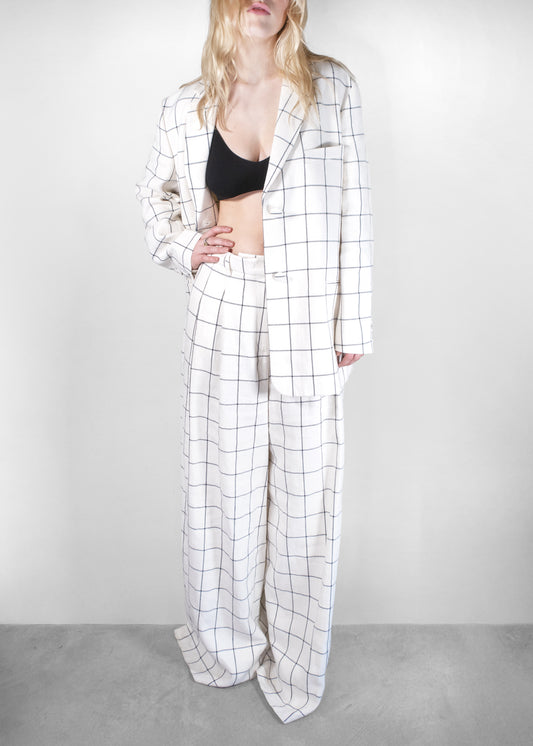 Rochas Macro Check Canvas Over Jacket Set