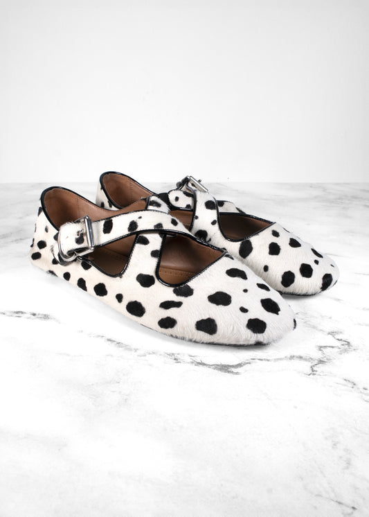 Alaïa Criss Cross Printed Calf-hair Ballet Flats