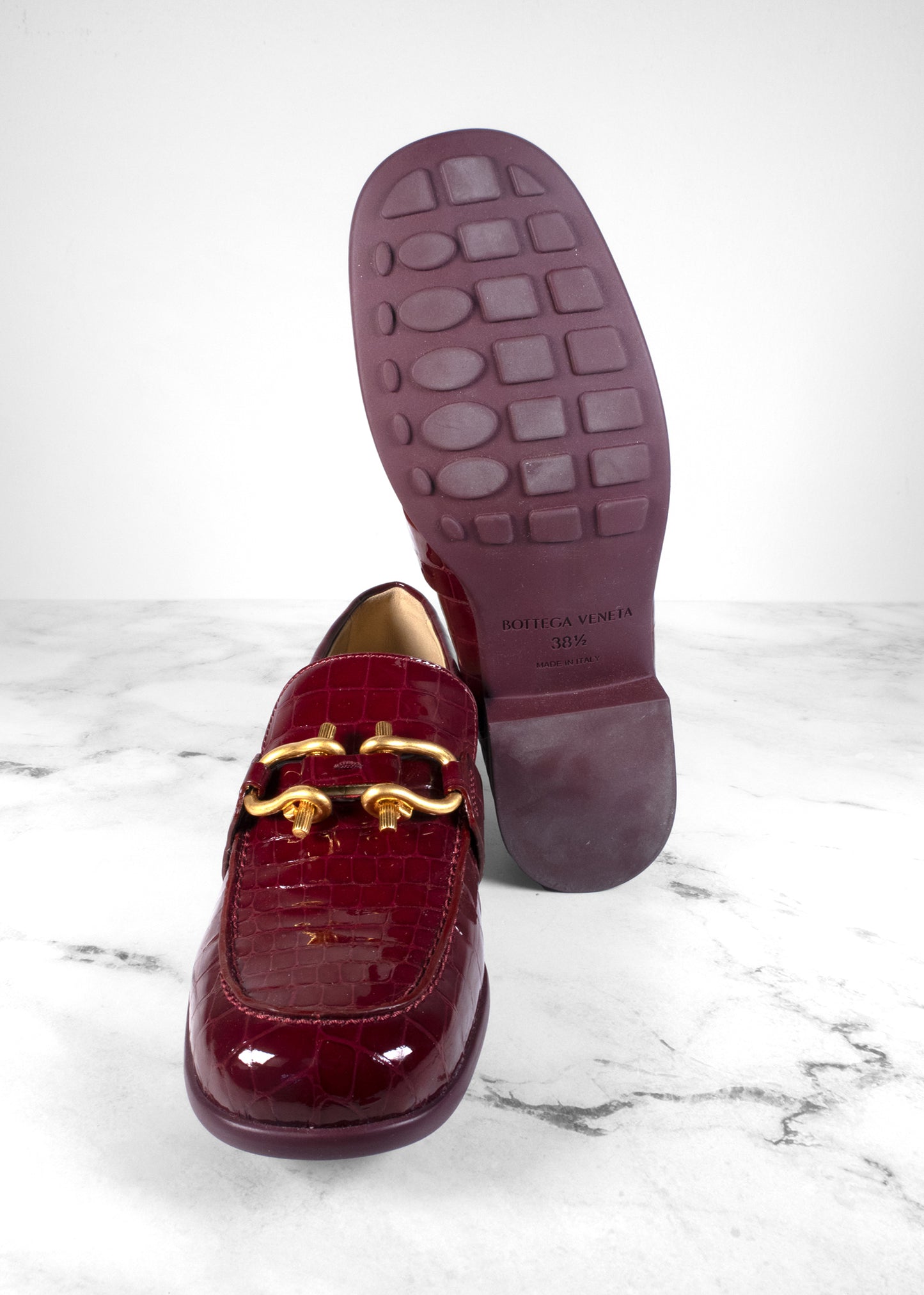 Bottega Veneta Embossed Glossy Loafers