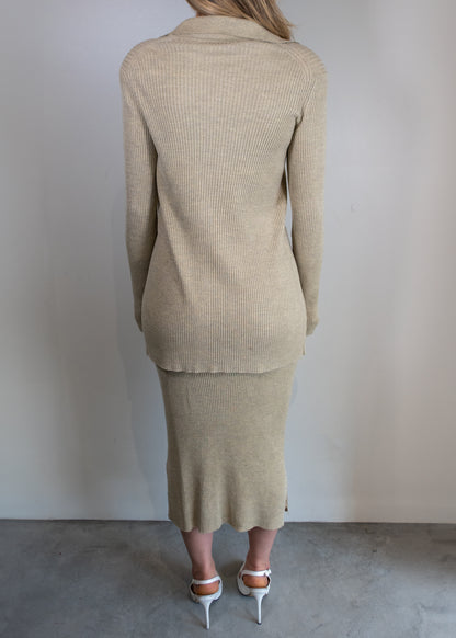 The Row Beige Ribbed Set