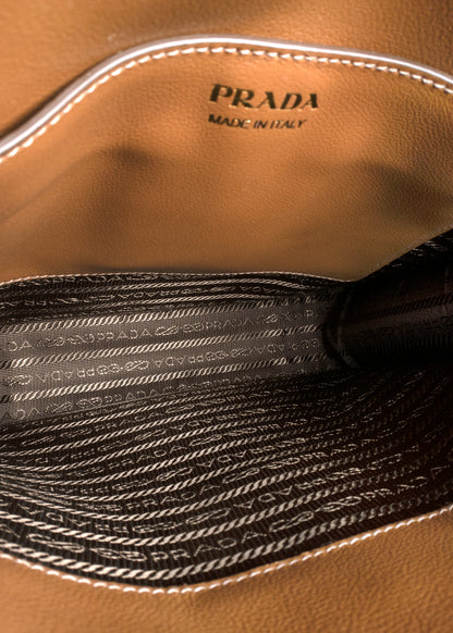 Prada Caramel Brown Calf Leather Bandoliera Bag