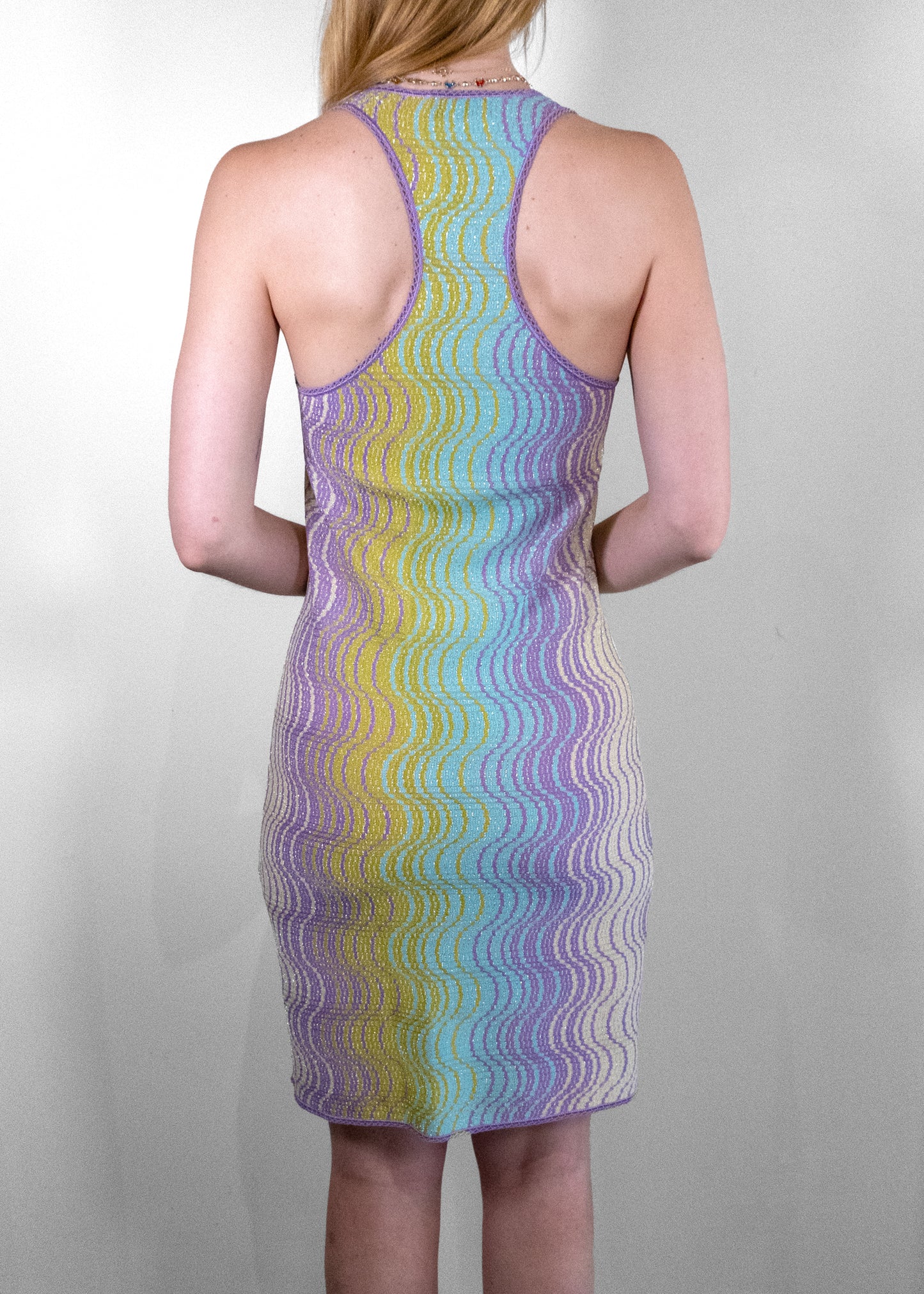 Missoni Mare Multicolored Lurex Knit Scoop Neck Mini Dress