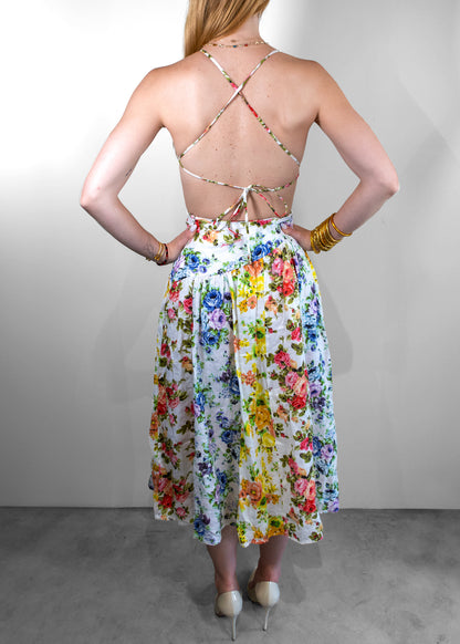 Zimmermann Asymmetric Open Back Floral Print Dress