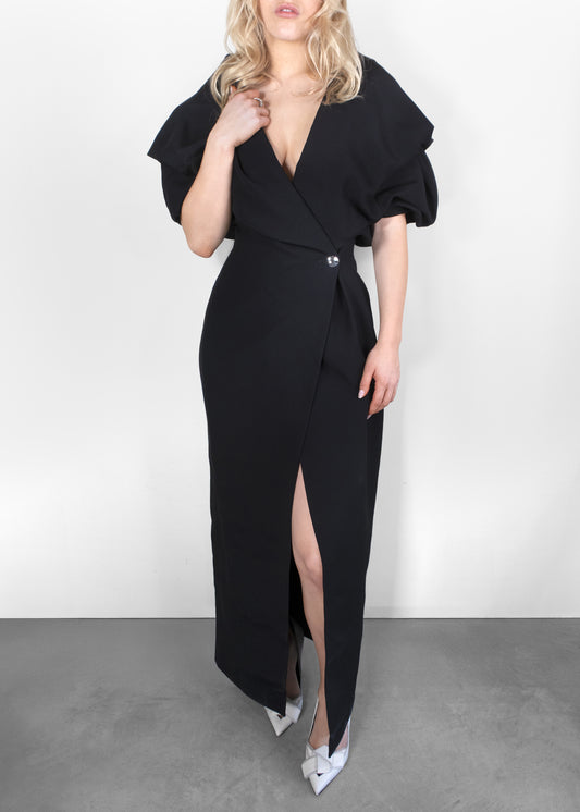 Khaite Black Truman Wrap Dress