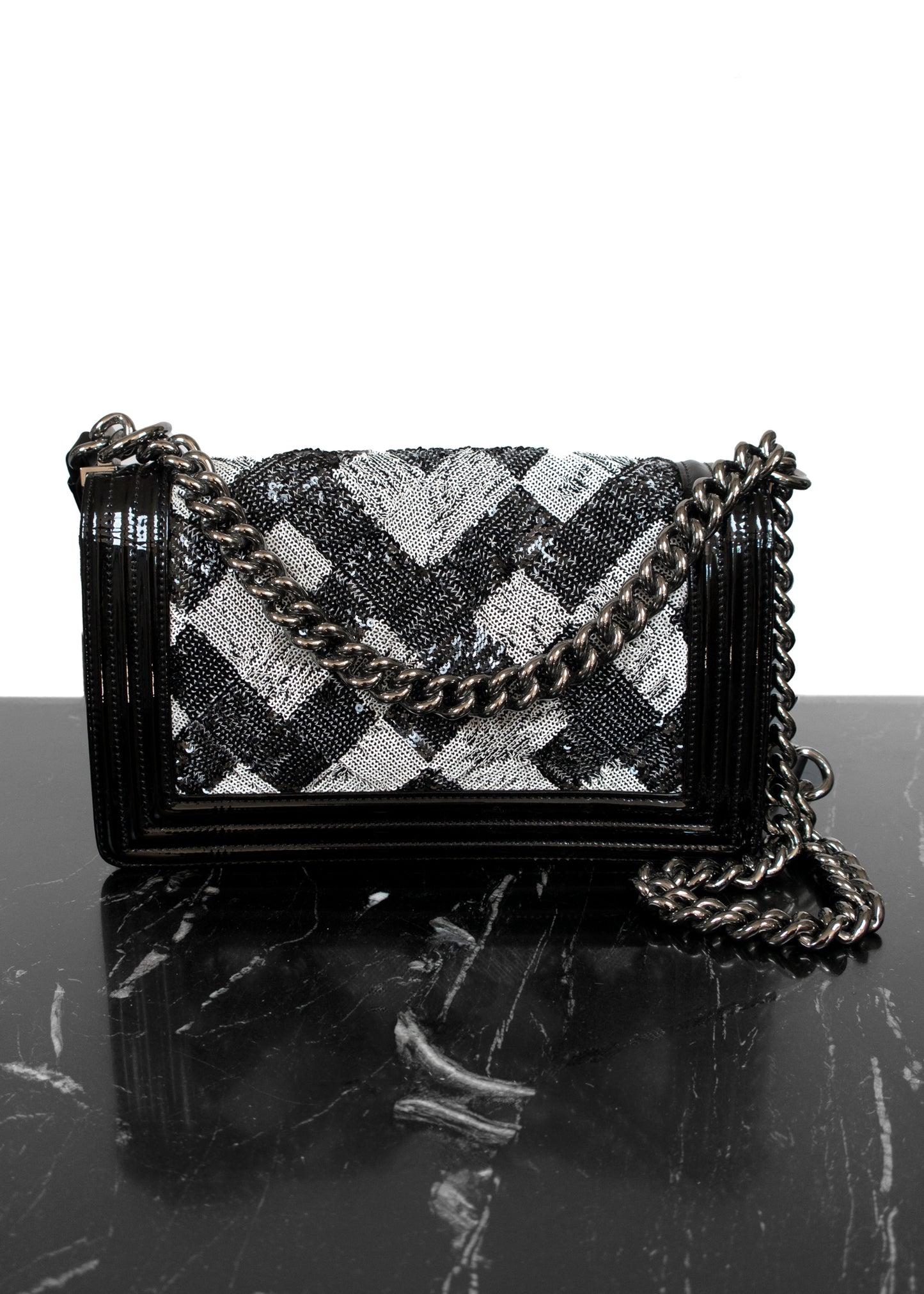 Chanel Sequin Medium Boy Flap Bag Black