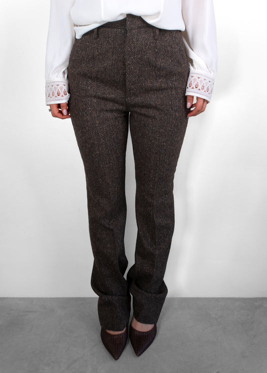 Saint Laurent Wool Flared Fit Tweed Pants