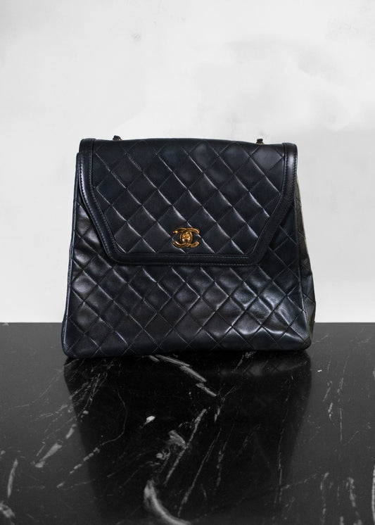 Chanel Lambskin Quilted Single Flap Black