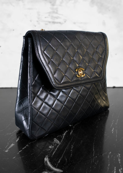 Chanel Lambskin Quilted Single Flap Black