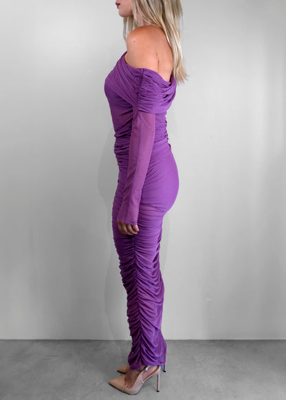 The Sei Purple Mesh Long Dress