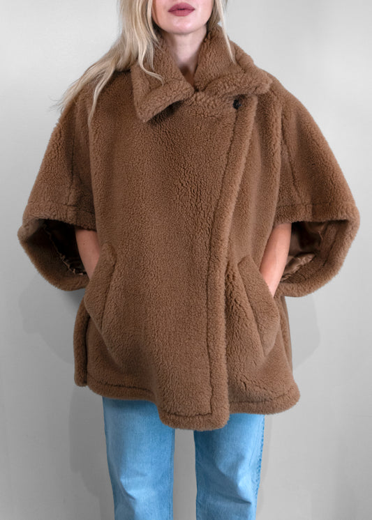 Max Mara Tebe Teddy Camel Wool Cape