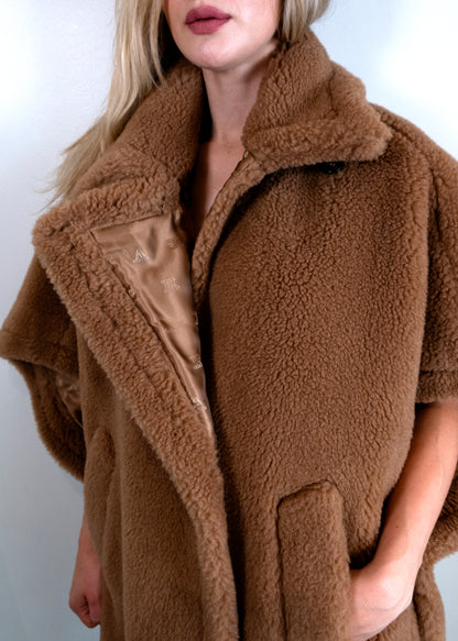 Max Mara Tebe Teddy Camel Wool Cape