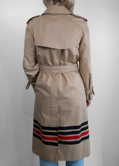 Burberry Stripe Detail Gabardine Trench Coat