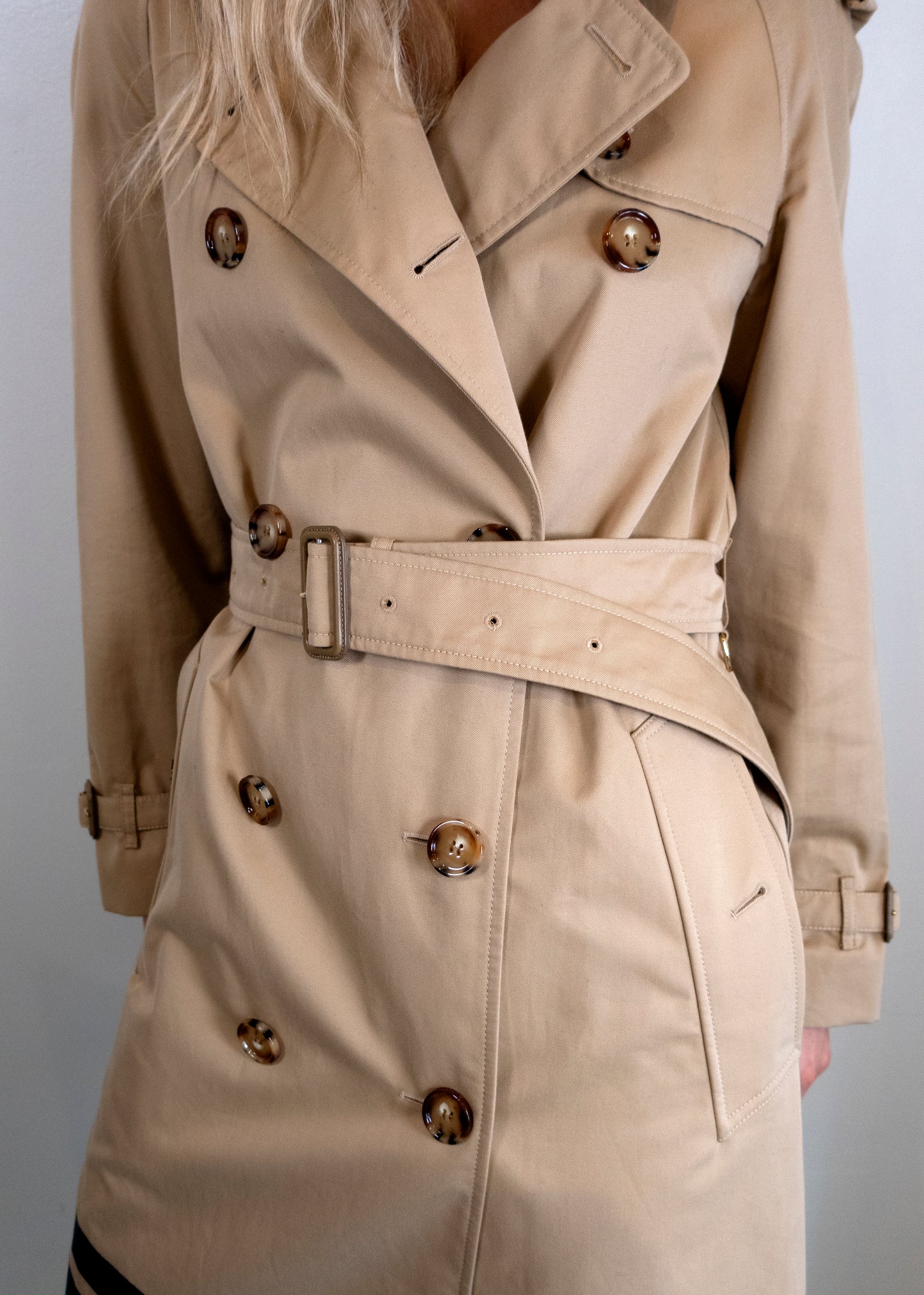 Burberry Stripe Detail Gabardine Trench Coat