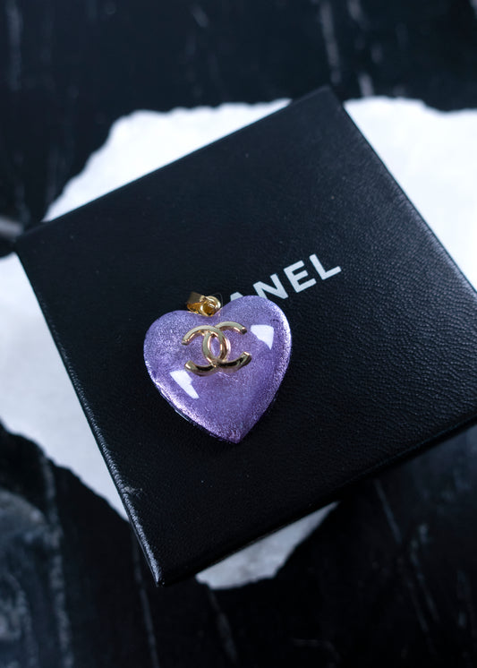 Chanel Purple Heart Necklace Charm