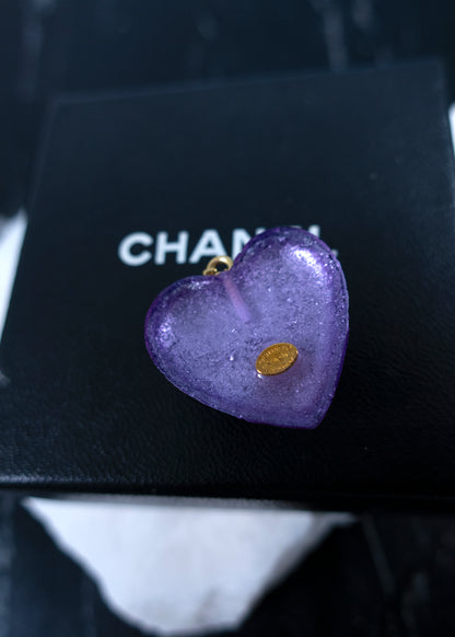 Chanel Purple Heart Necklace Charm