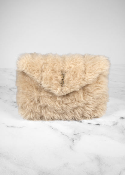 Saint Laurent 2021 Small LouLou Shearling Puffer Clutch