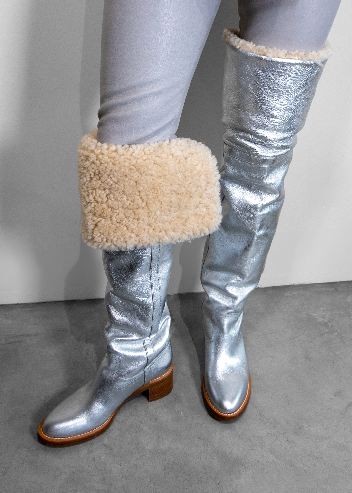 Celine 2019 Folco Shearling Over-The-Knee Boots