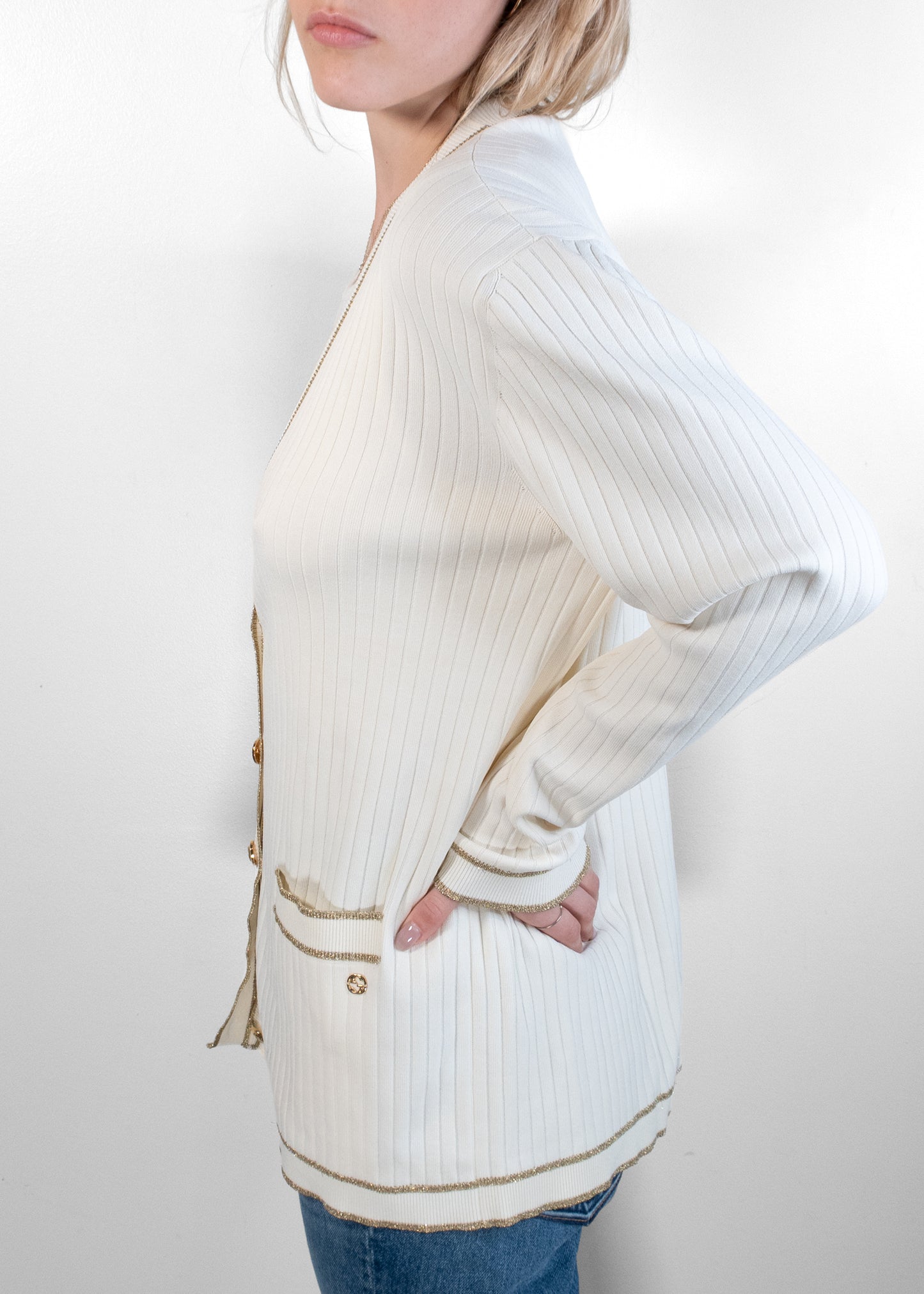 Gucci Incrocio GG Ribbed-Knit Cardigan