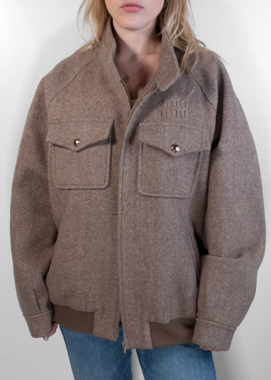 Miu Miu Khaki Chevron Jacket