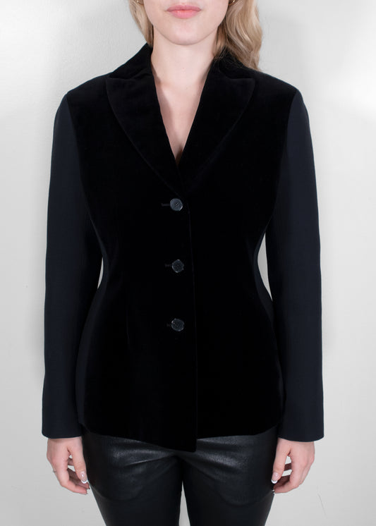 Christian Dior Black Velvet Panel Blazer