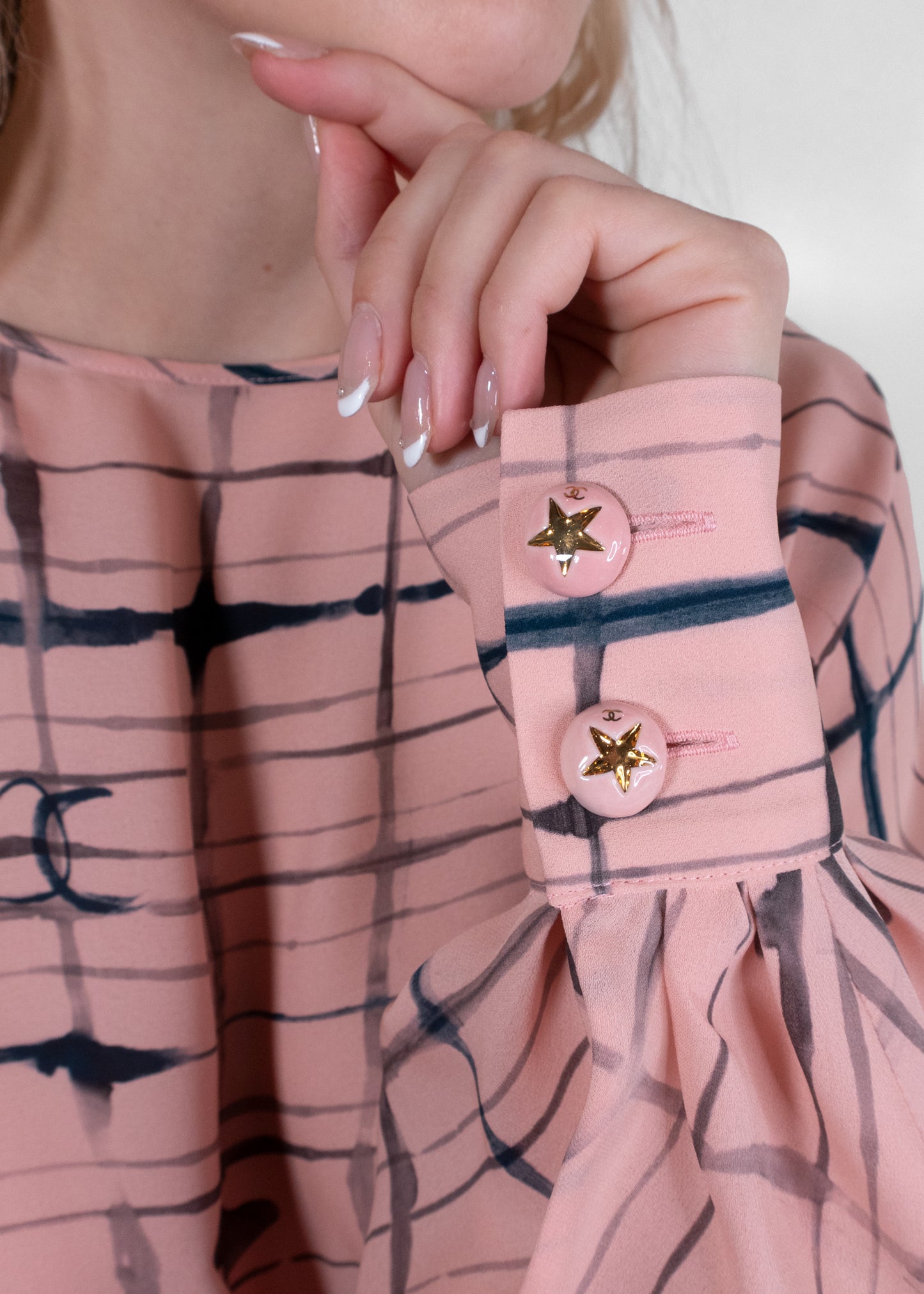 Chanel Pink Silk 2021 Printed Long Sleeve Blouse