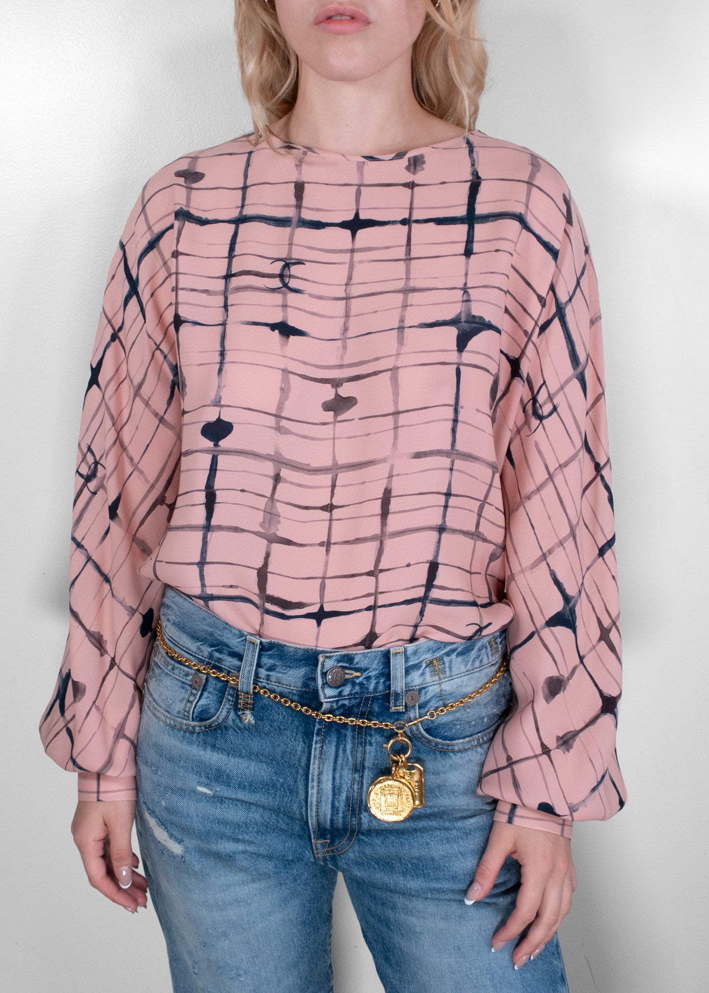 Chanel Pink Silk 2021 Printed Long Sleeve Blouse
