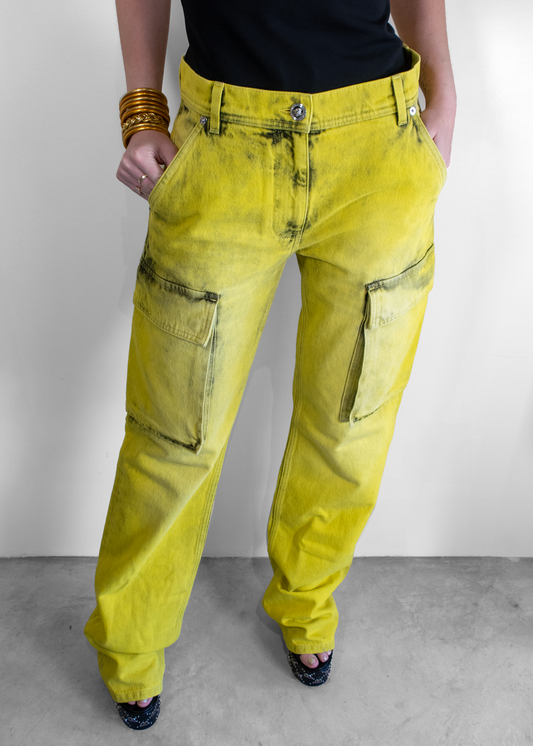 Versace Yellow Denim Cargo Jeans