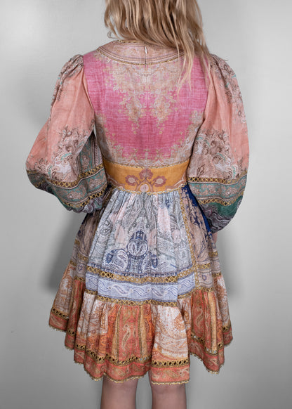 Zimmermann Patchwork Linen Mini Dress