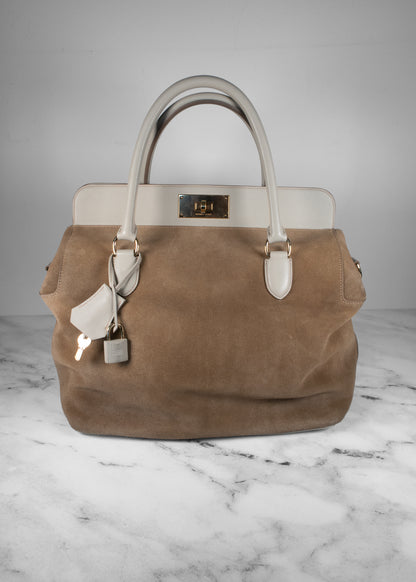 Hermès Toolbox Bag in Veau Grizzly and Evercolor Leather