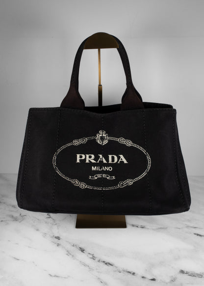 Prada Canapa Logo Tote Black