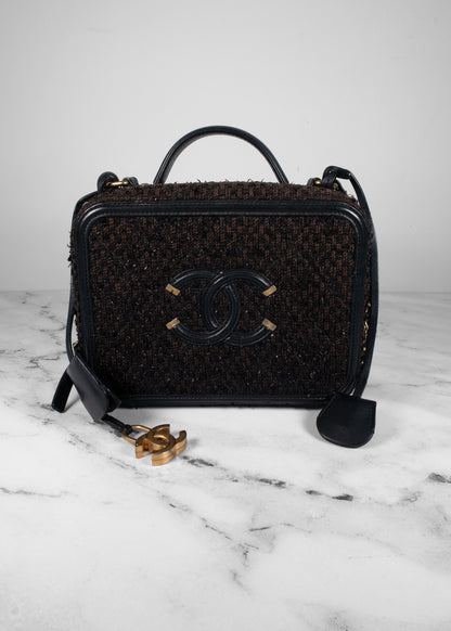 Chanel Tweed Quilted Medium CC Filigree Vanity Case