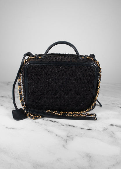 Chanel Tweed Quilted Medium CC Filigree Vanity Case