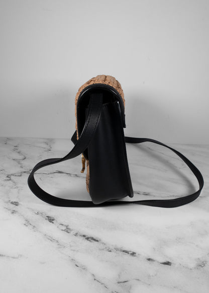 Saint Laurent Woven Raffia Monogram Kaia Satchel
