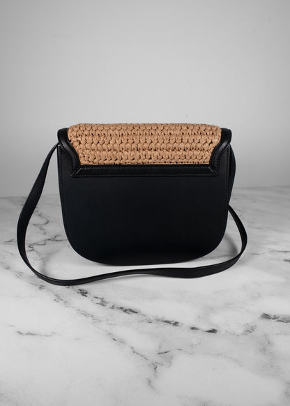 Saint Laurent Woven Raffia Monogram Kaia Satchel