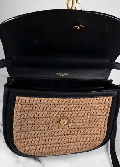 Saint Laurent Woven Raffia Monogram Kaia Satchel
