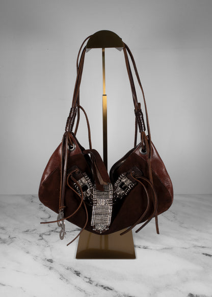 Dolce & Gabbana Dark Brown Suede Shoulder Bag