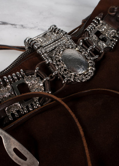 Dolce & Gabbana Dark Brown Suede Shoulder Bag