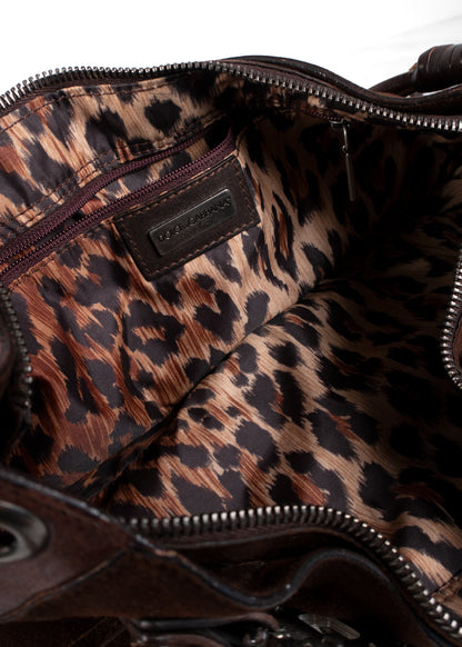 Dolce & Gabbana Dark Brown Suede Shoulder Bag