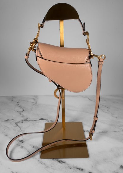 Saddle Bag with Strap Blush Grained Calfskin